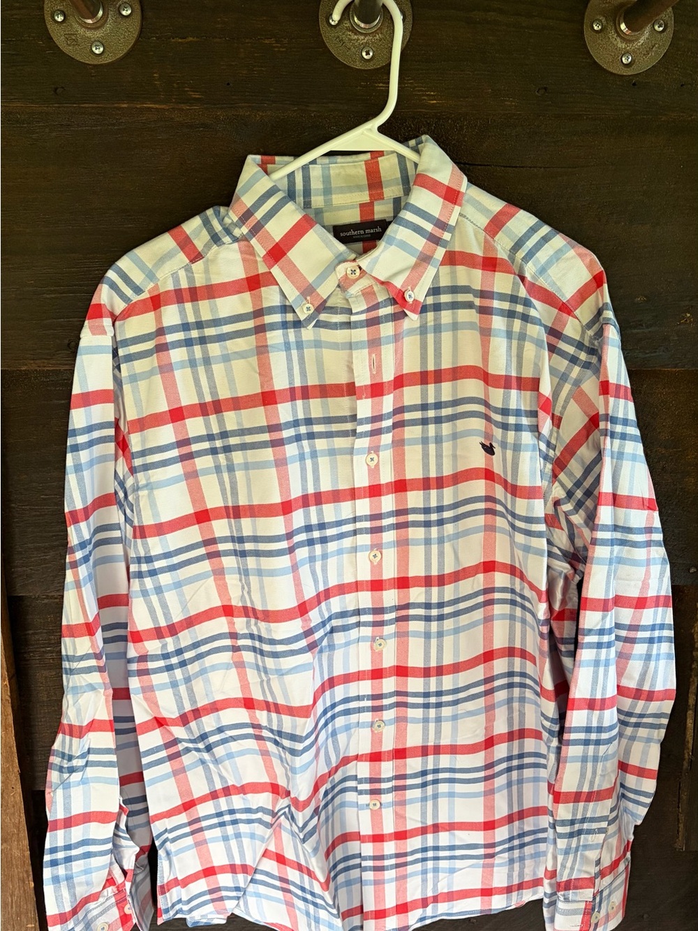 Southern Marsh Blue & Red Plaid Button-Down Shirt